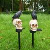 Crow/Owl/Black Cat Shaped Skeleton Stake Courtyard Villa Garden Light Solar LED Outdoor Lighting Decoration, Halloween