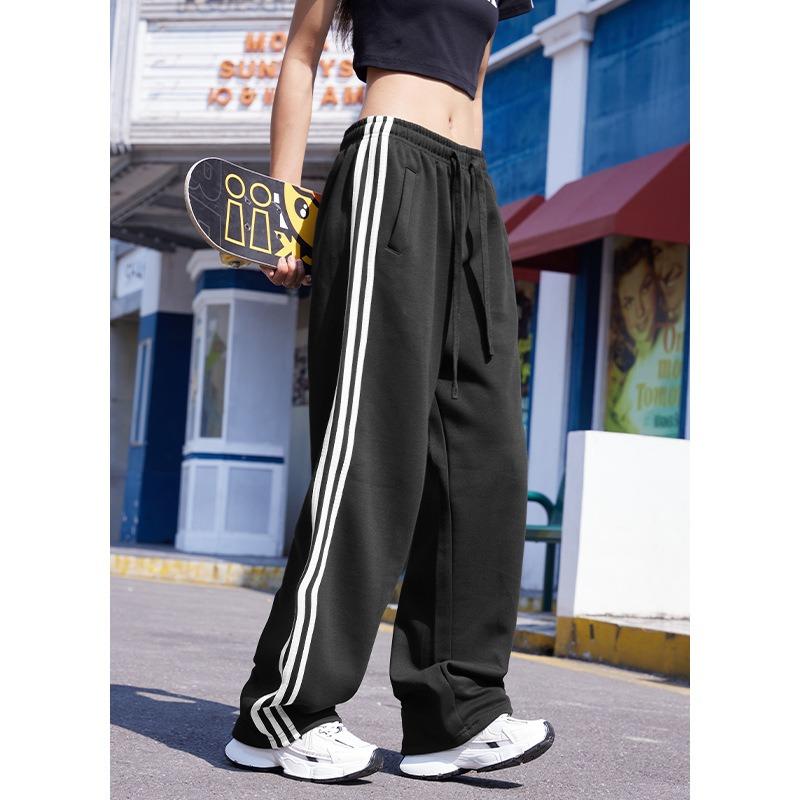 Spring and Autumn New Women's Loose Wide Leg Casual American Retro Sports Pants