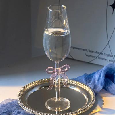 Elegantiškas rožinis kaspinėlis raudonojo vyno taurė taurė šampano taurė kūrybingas skaidrus aukšto boro silikatinio stiklo vyno puodelis