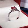 New Four Prong Square Garnet Red Ring  Stamp Fashion Jewelry Wedding Engagement Gift For Women
