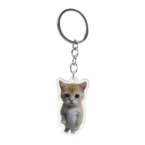 Cartoon Cat Keychain Pendant 2D Acrylic Thick Sling Lobster Clasp Keyring Car Bag Accessories Christmas Party Gift