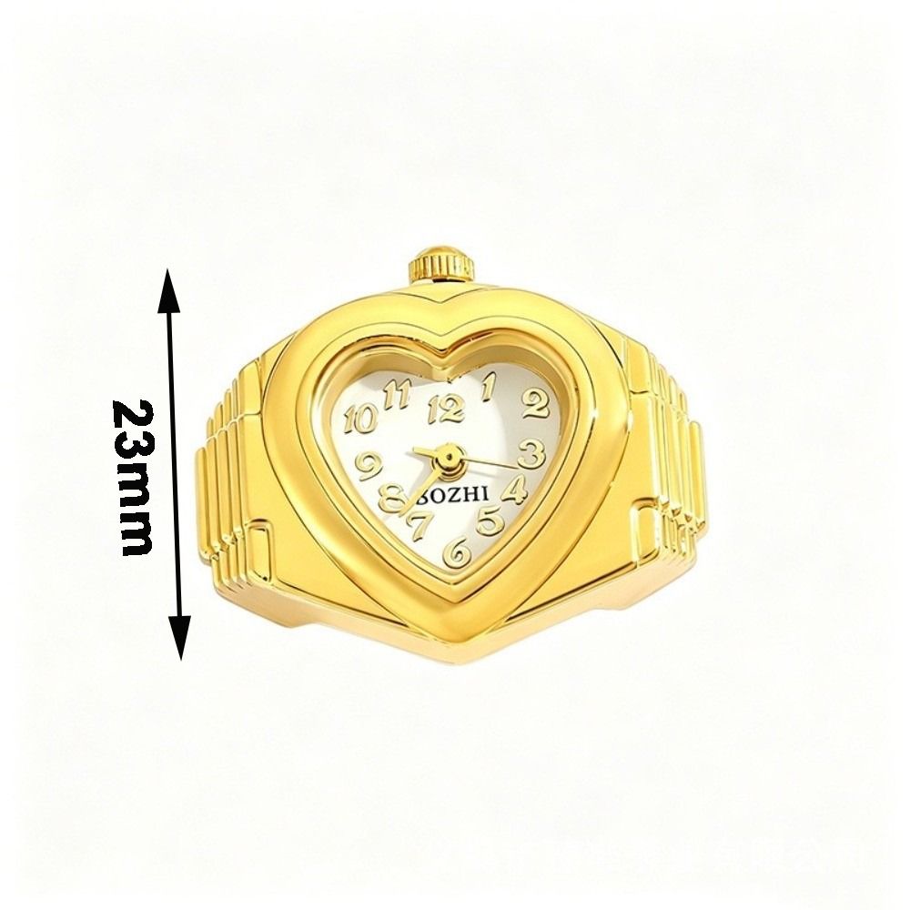 Stainless Steel Mini Finger Watch Heart Shaped Quartz Movement Watch  Fashion Accessories