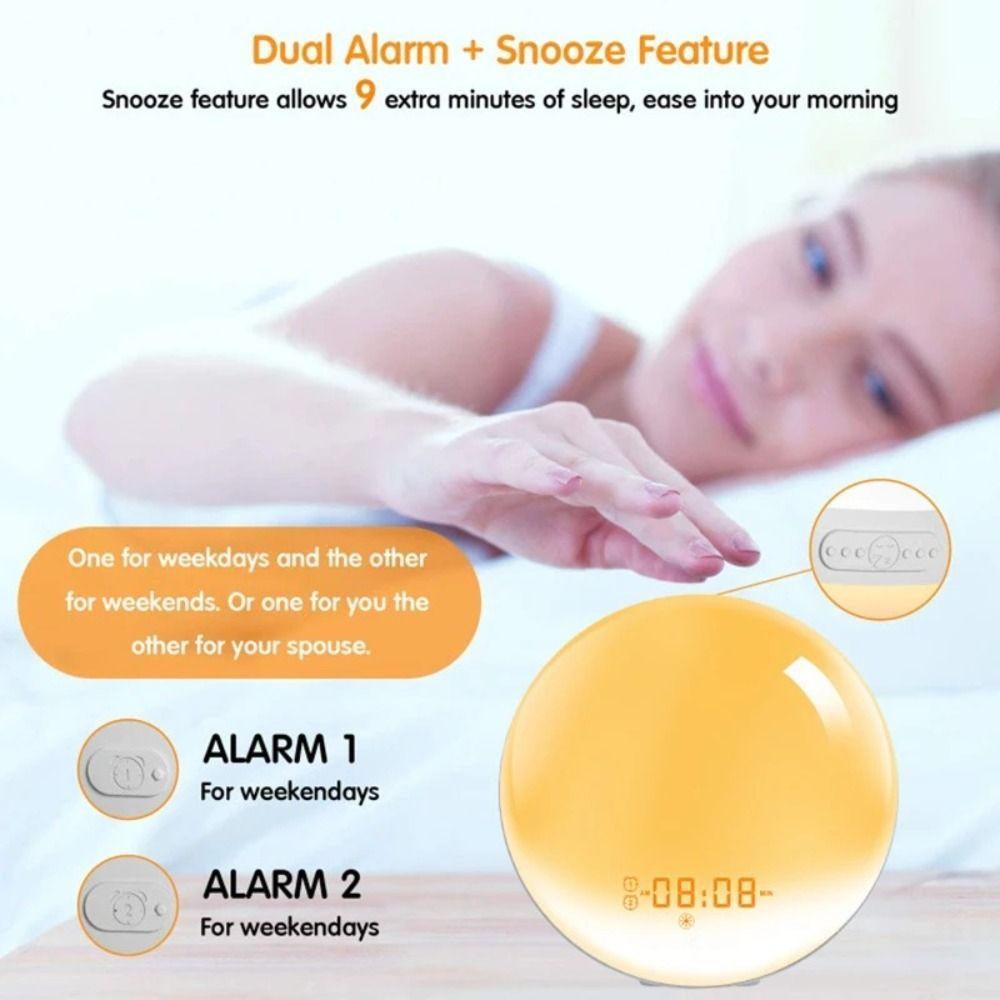 Sunrise Simulation Sunrise Alarm Clock 7 Colors Sleep Nightlight Wake Up Light Clock  Sleep Aid