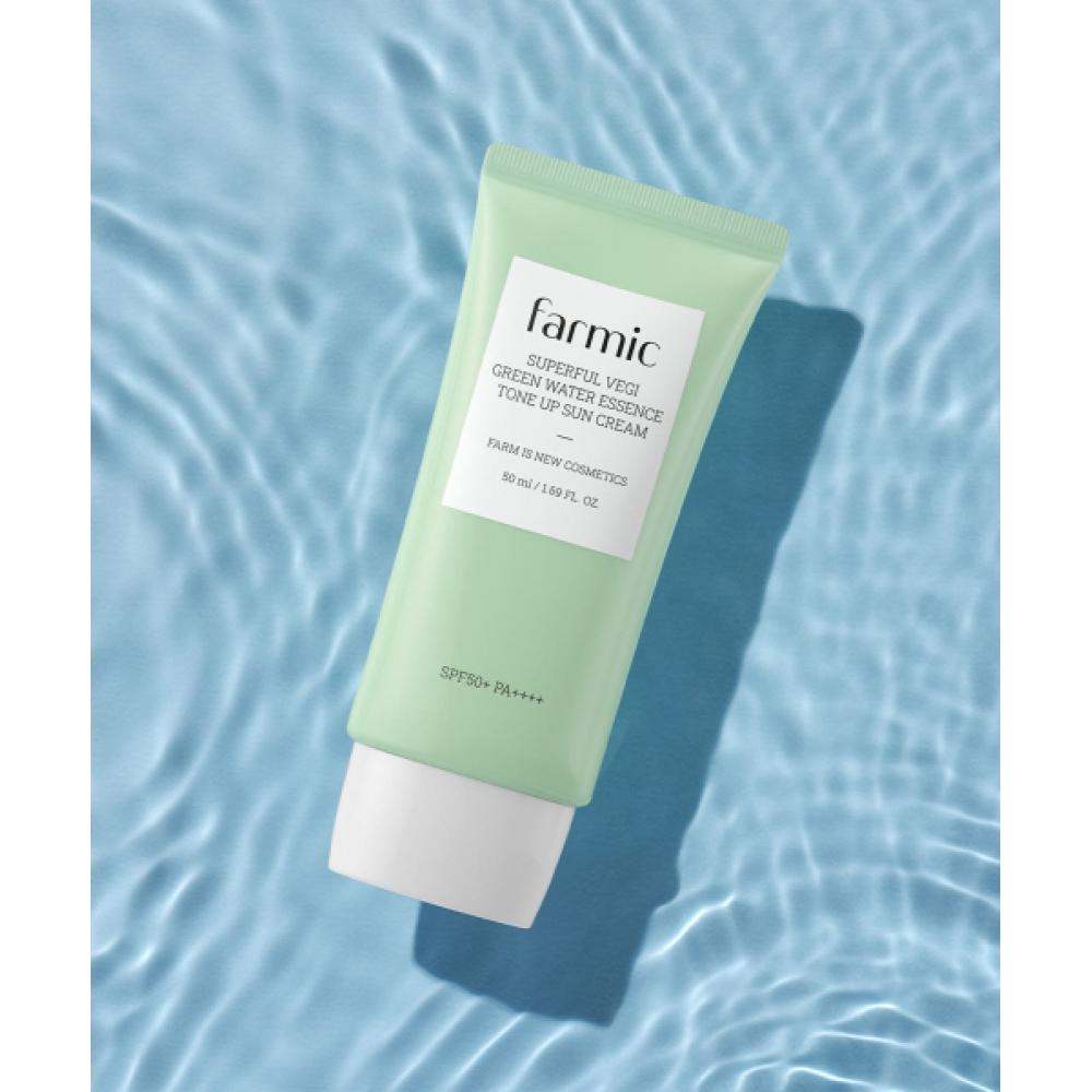 Farmic [2 Pcs] SUper Full Veggie Green Water Essence Tone Up Sun Cream 50ml