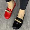 Fashion Luxury Brand Women Flats Shoes Plus Size Casual Shoes For Women Pearl Chain Patent Leather Female Loafers Summer Mullers