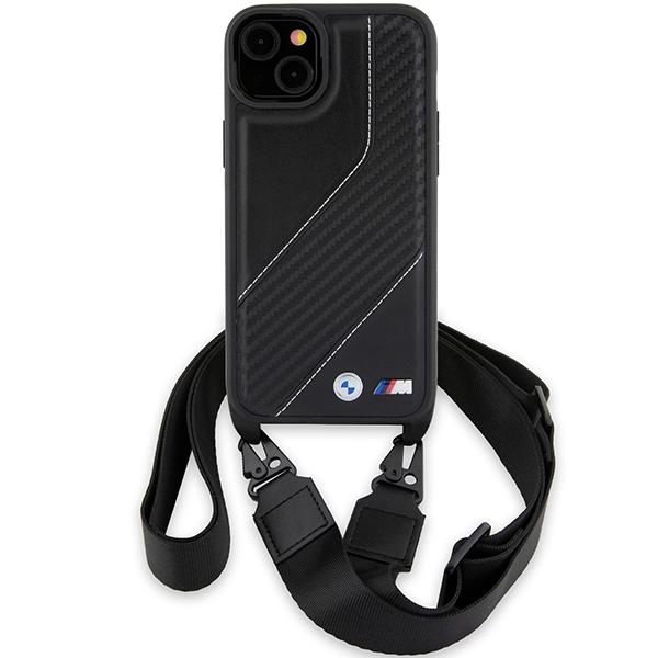 Bmw Bmhcp15S23Pscck Iphone 15 / 14 / 13 Czarny/Black Hardcase M Edition Carbon Stripe & Strap