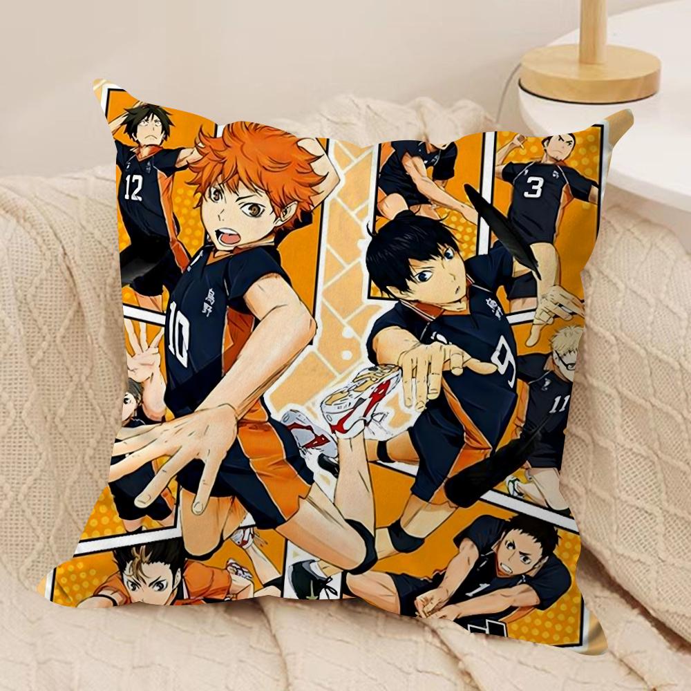 Anime HHaikyuu Cushion Cover Soft Plush Fabric DoubleSided Printed Sofa Cushion Cover for All Seasons Home Decor Gift