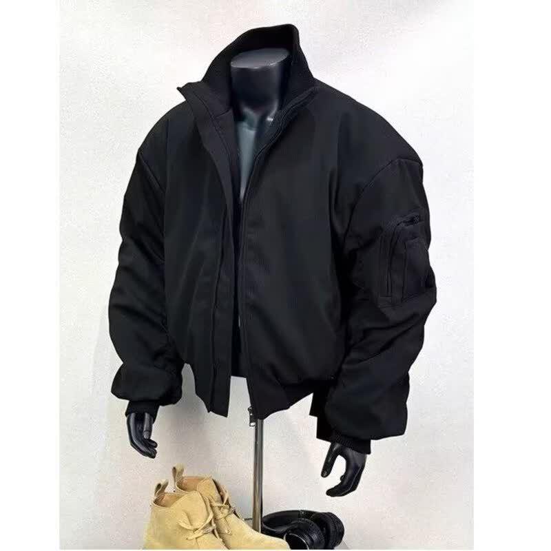 

Men s Spring & Autumn Flight Jacket: American High Street Silhouette Windbreaker Coach Baseball Jacket M чорний