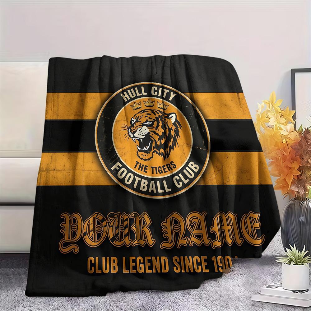 Custom Name Hull City2 Flannel Blanket, High quality Comfortable for All Seasons, Home Decor, Warmth and Comfort