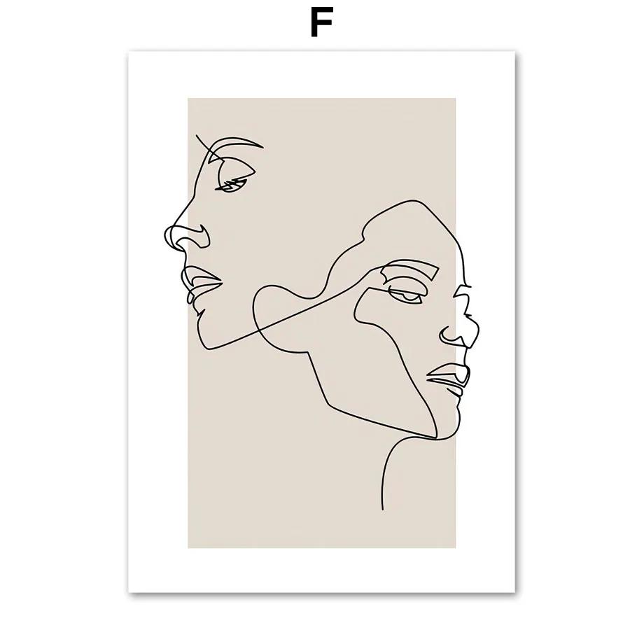 Modern Abstract Love Line Girl Body Flower Posters And Prints Canvas Painting Wall Art Pictures Living Room Home Decoration