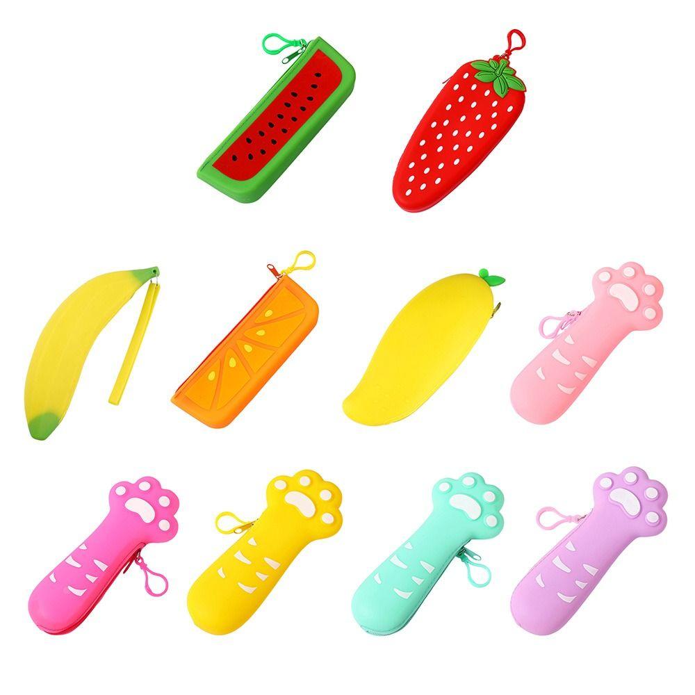 Simulated Fruit Pencil Case Silicone Stationery Pouch Portable Pen Bag  School Office