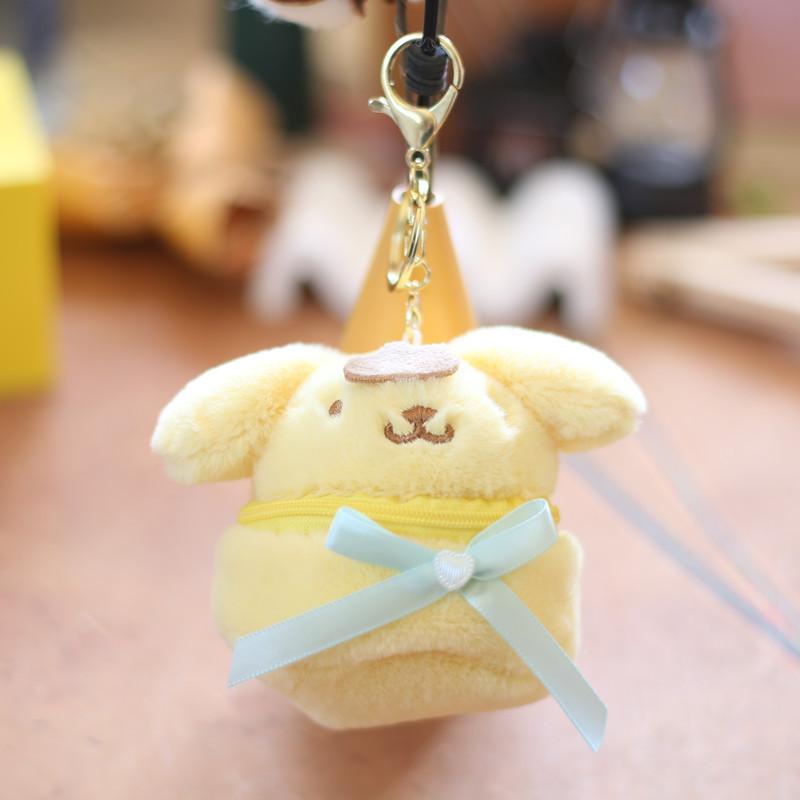 Adorable Sanrio Plush Toy Kuromi Cinnamonroll Coin Purse Soft Keychain Pudding