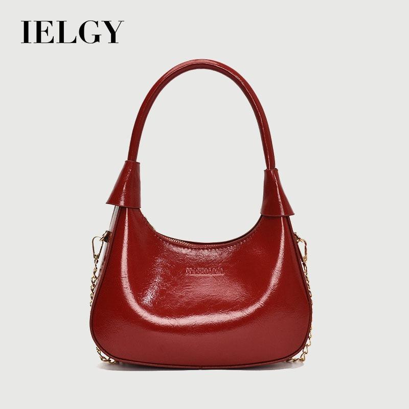 IELGY Fashion Patent Leather Portable Crescent Bag Underarm Bag