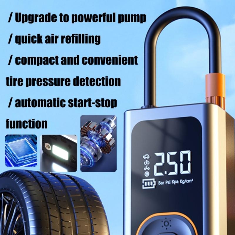 Portable Digital Tire Inflator Pump High Efficiency Tire Fast Inflation Easy Storage for Car Starting Device Maintenance