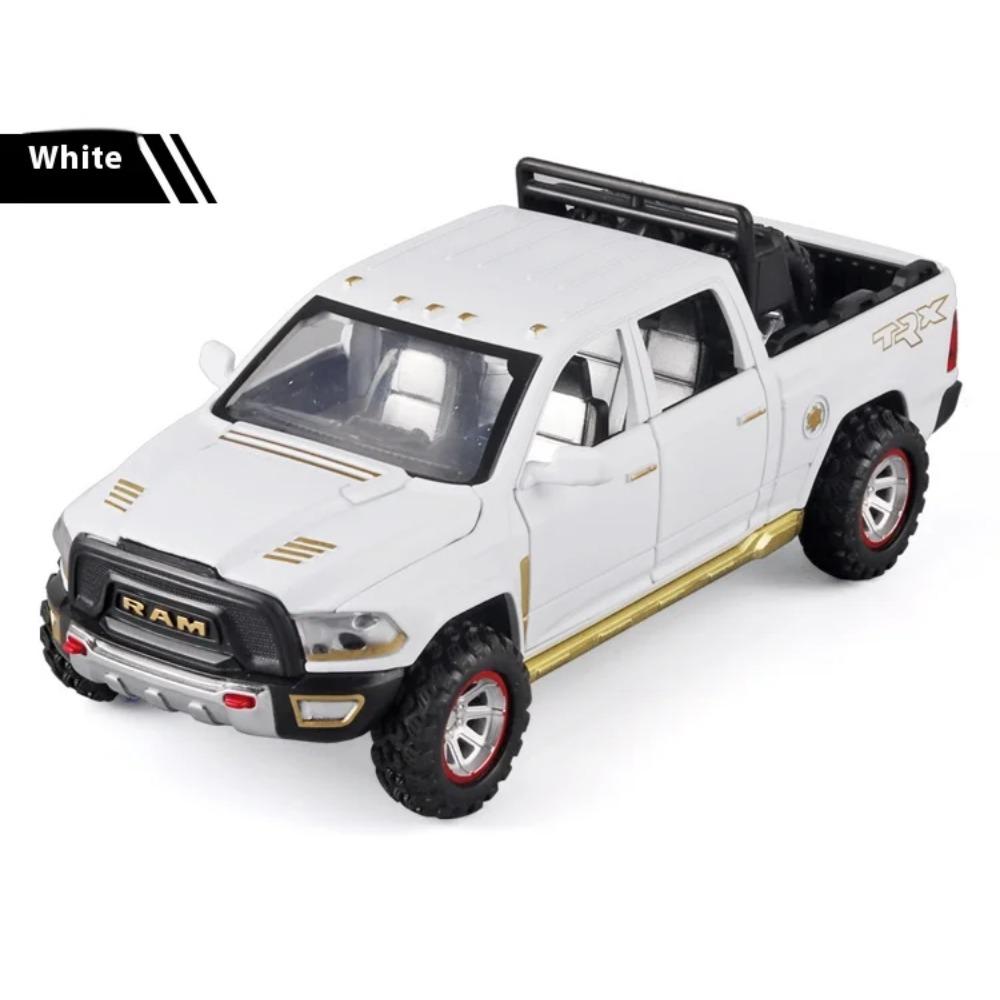 1/32 Scale Dodge RAM Pickup Truck Alloy Model with Sound, Light & Spring-Back Action - Kids' Toy for Adventurous Play