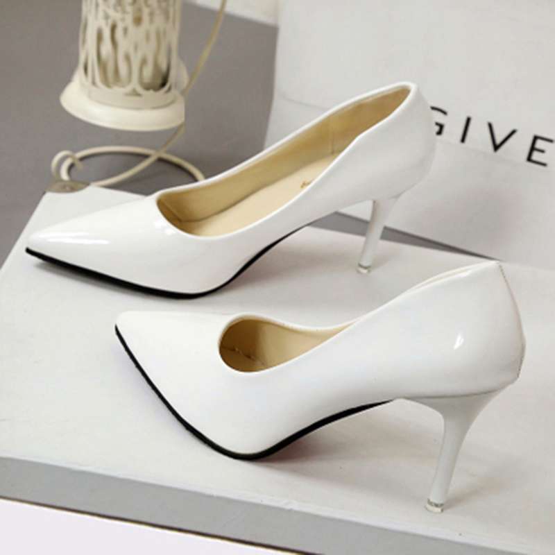 High heels women's single shoes stiletto pointed low heels women's shoes white work shoes red wedding shoes bridesmaid shoes princess shoes
