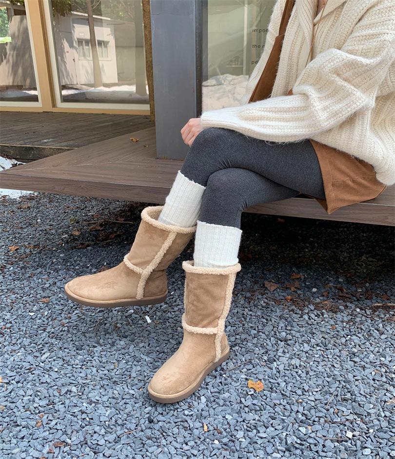 2025 autumn and winter new women's shoes platform plush Martin boots wool cotton boots fashion cashmere two wear snow boots