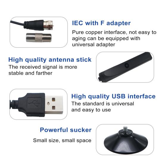 Digital TV Antenna 1080P Standing Suction Cup Supporting 4K 50-Mile Range Free Local Channels All Television