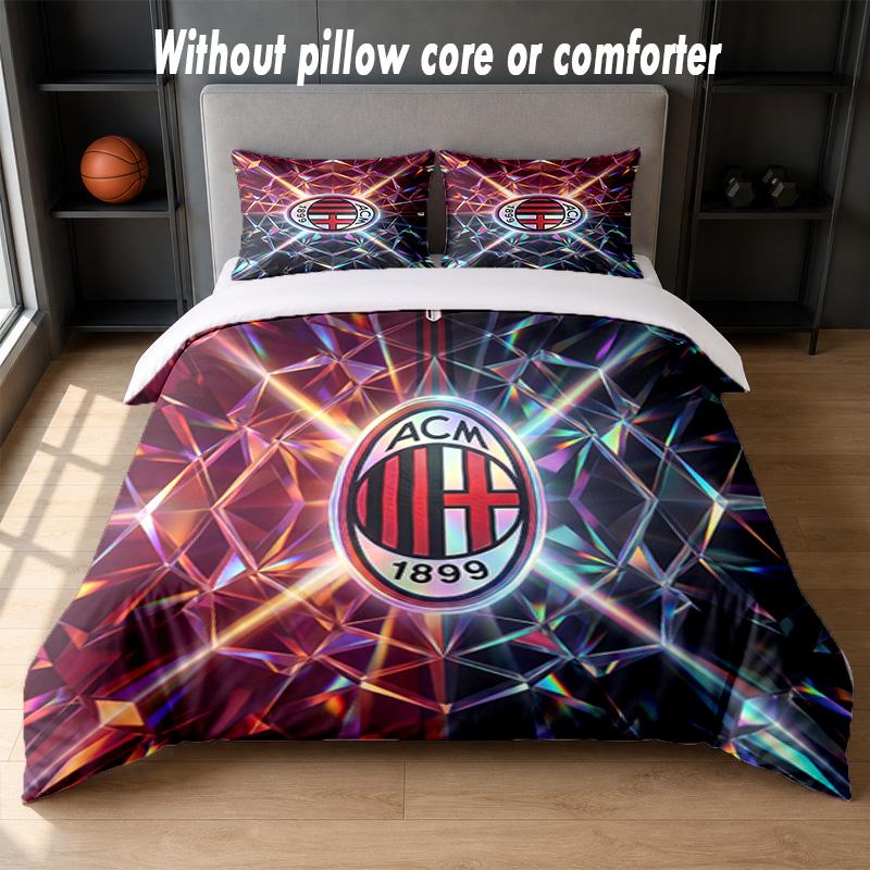 AC Milan Design Bed Bedding Set 1 Duvet Cover + 2 Pillowcases Soft Breathable Household Bed Linens