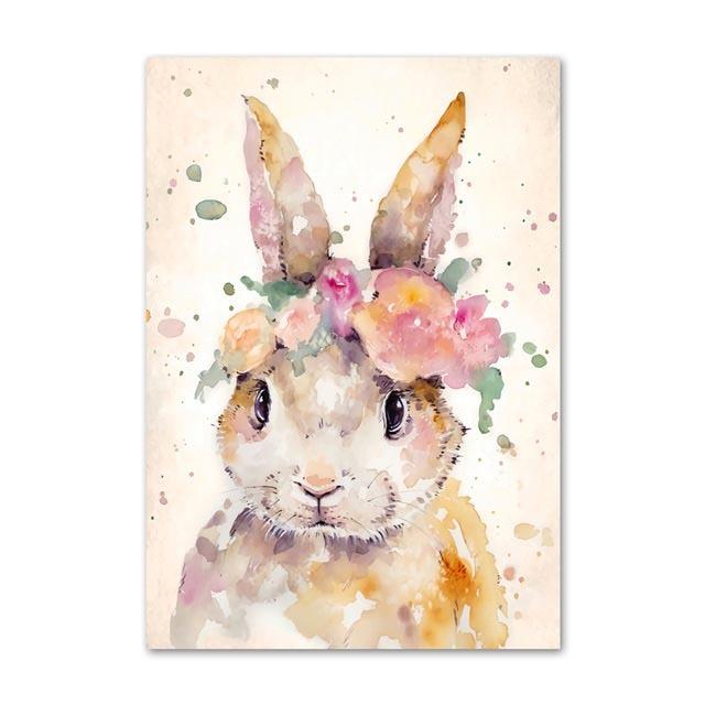 Canvas Pictures Home Decor Painting Wall Art Rabbit Fox Flamingo Prints Creative Watercolor Nordic Poster Modular Living Room No Frame