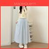 Summer High Waist A Line Skirt With Pleated Design For Casual Wear