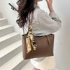 Chic Silk Scarf Handle Tote Bag for Women Stylish Bucket Shoulder Handbag