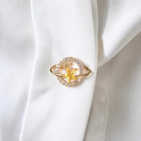 Clothing Decorative Pin Rhinestone Planet Star Brooch Pin, Hollow Badge Women Jewelry, Accessory for Suits Coats Scarves Shawls Bags Cardigans Jewelry