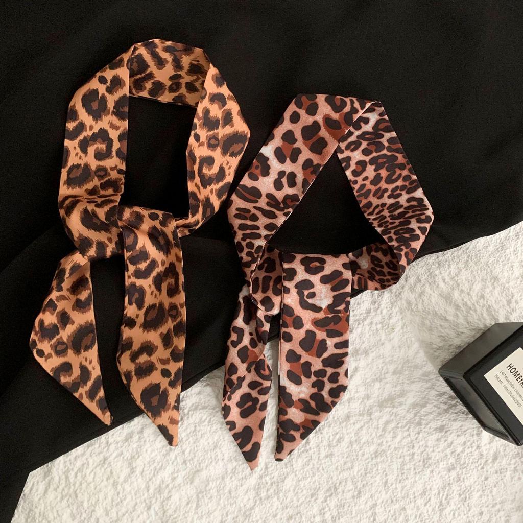 Korean Style Leopard Print Polka Dot Women's Silk Tie Scarf and Headscarf Ribbon