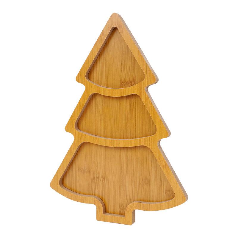 Creative Christmas Tree Shape Wooden Serving Tray For Candy Snacks Nuts Dry Fruits Breakfast Dessert Wedding Party Home Decor
