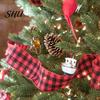 Christmas Bowknot Making Ribbon 1 Roll 2Mx5CM Red Black White Plaid Santa Car Wired Gift Decorative Packing DIY Craft Xmas Tree Decoration Wreath