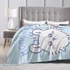 C-Chiikawaa White Momonga Blankets Fleece Spring/Autumn  Multi-function Super Warm Throw Blankets for Bedding Couch Rug Piece