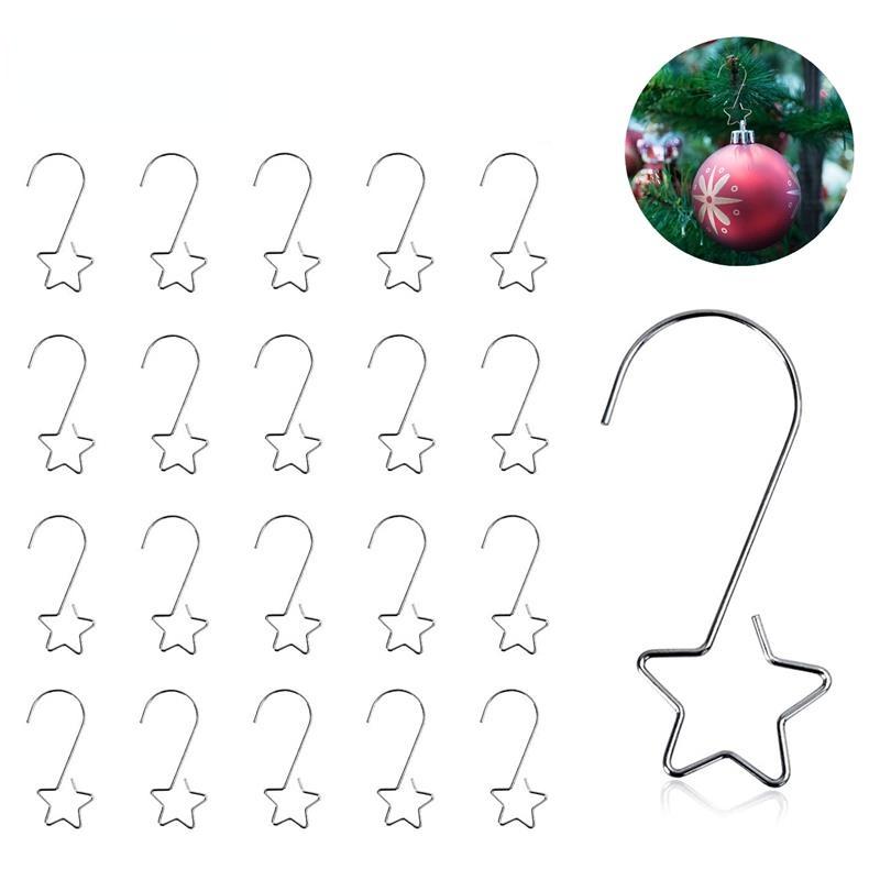Christmas Wreath Star Hooks for Christmas Tree Hanging Pendant Ornament Metal Star Decorations Hook Xmas Home Decor