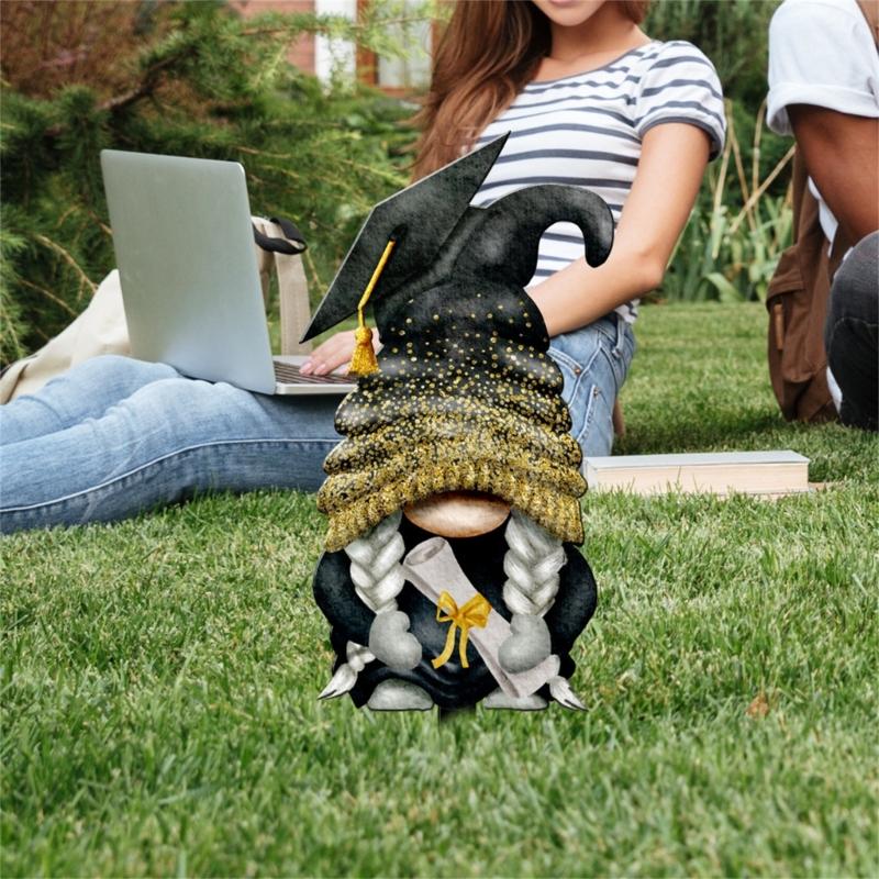 Gnome Garden Stake Graduation Yard Signs Waterproof Congrats Sign with Stakes