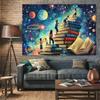 2D Kids Book Galaxy Backdrop Banner - Magical Reading Space Photo Background