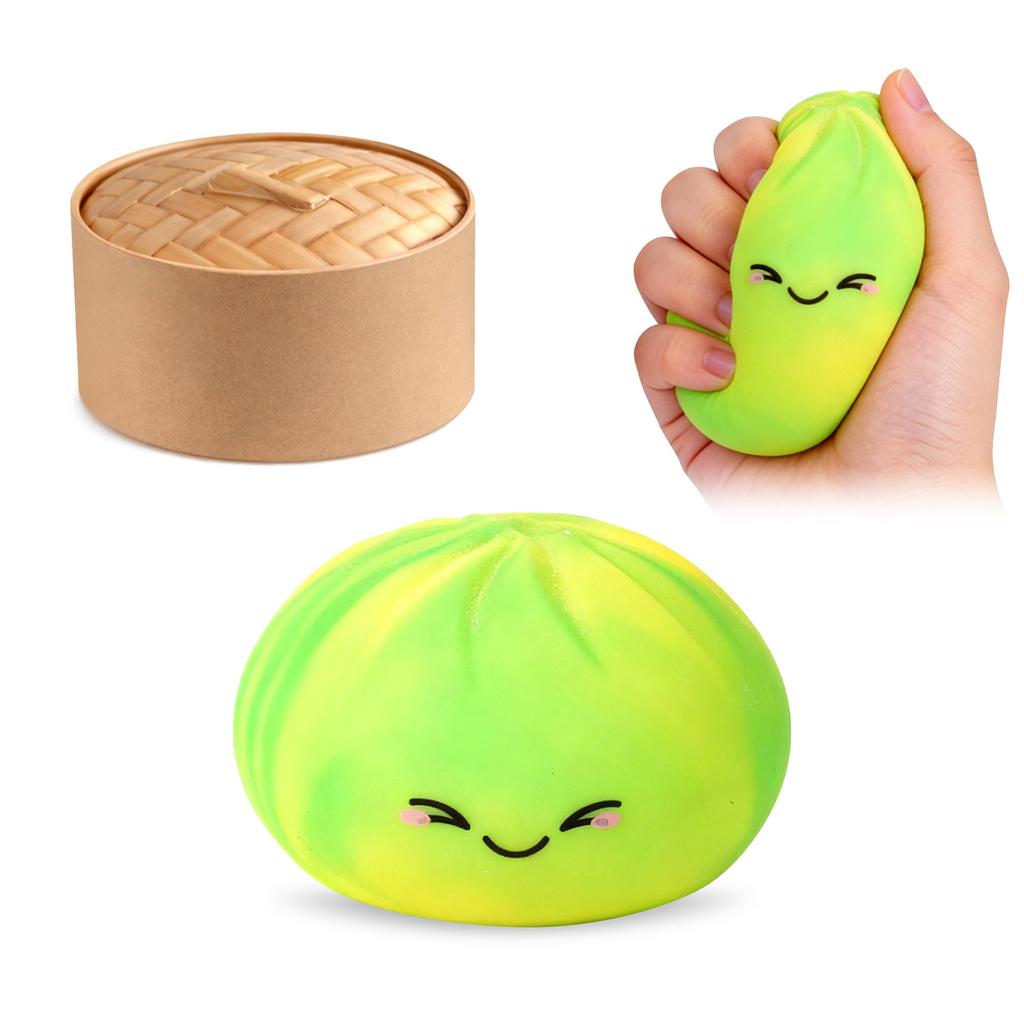 Squishy Dumpling Steamer Bun Crystal Slow Rebound Squeeze Stress Relief Toy Food Shape Fidget Fun Gifts Ornament