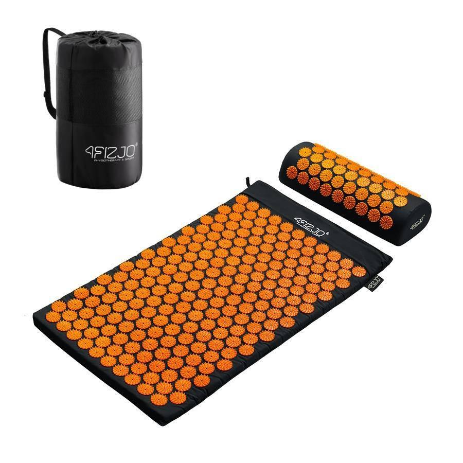 4FIZJO Acupressure Mat 68x42 with Pillow Black and Orange