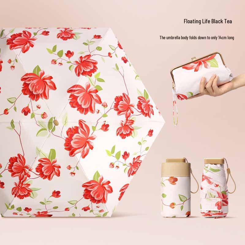 OIMG Light Luxury 6-Rib Compact Folding Sun Umbrella