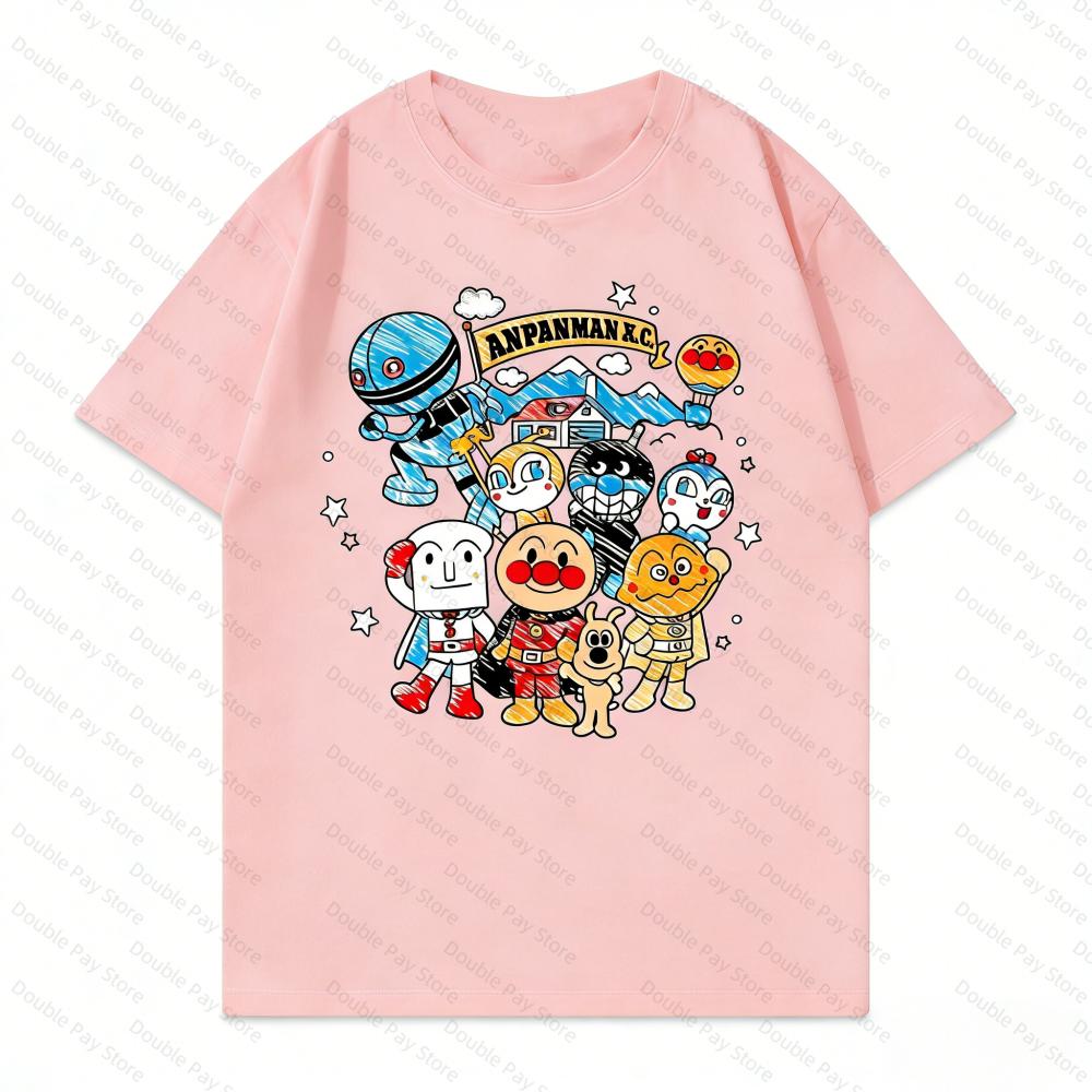 Vintage AAnpanman Friends Print T Shirt Harajuku Streetwear Funny Cartoon Crewneck Tops for Mens YK2 Shirts Woman tshirts