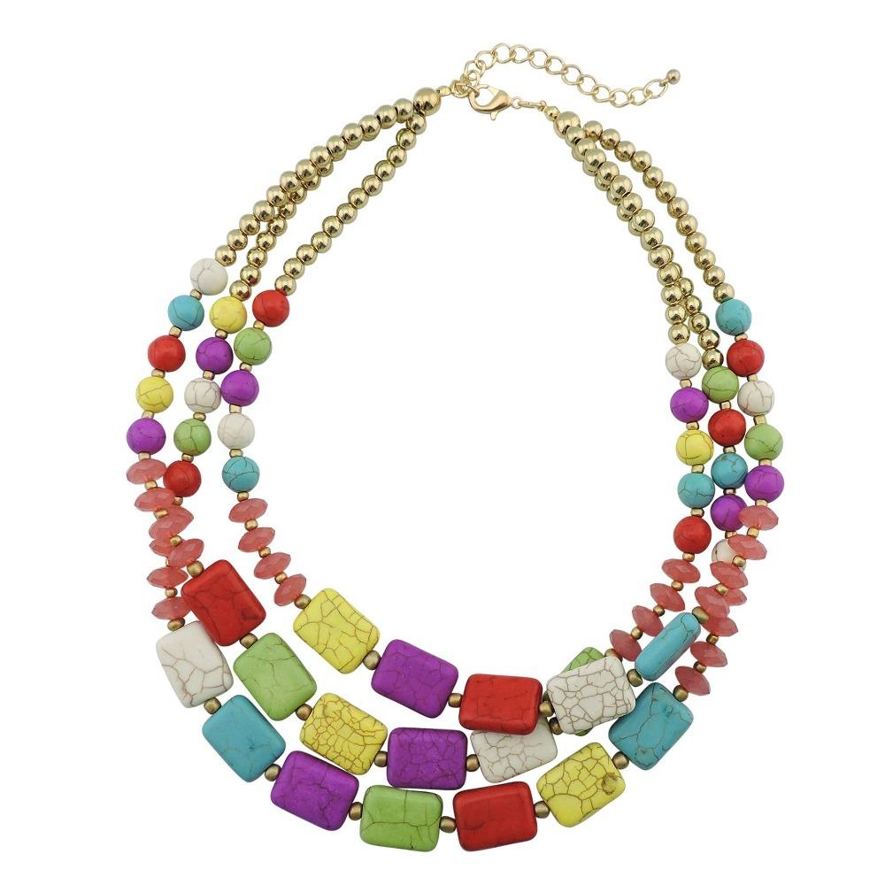 Multi-layer Beaded Necklace, Acrylic Turquoise European and American Style Necklace, High-end Accessories
