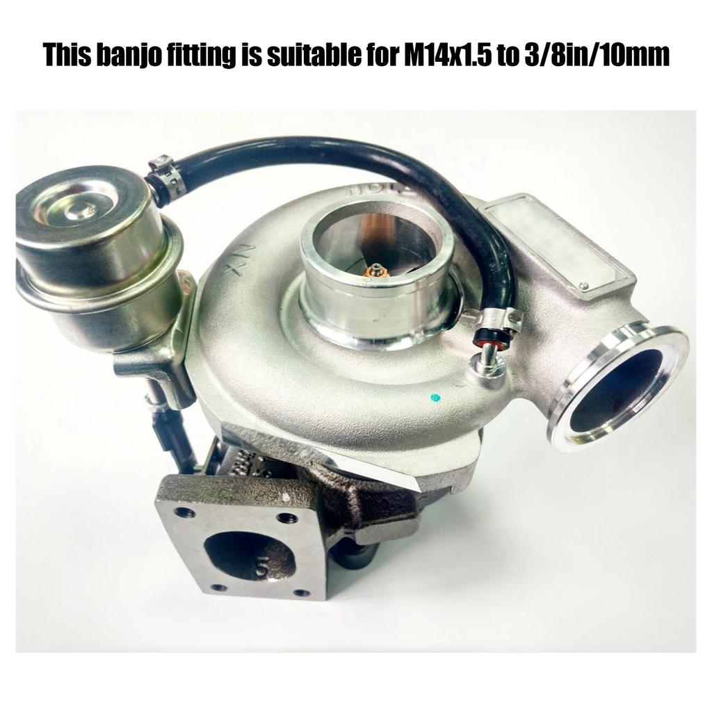 Turbocharger Water Coolant Banjo Fitting Bolt Set M14x1.5 To 3/8in Hose Barb Adapter Kit