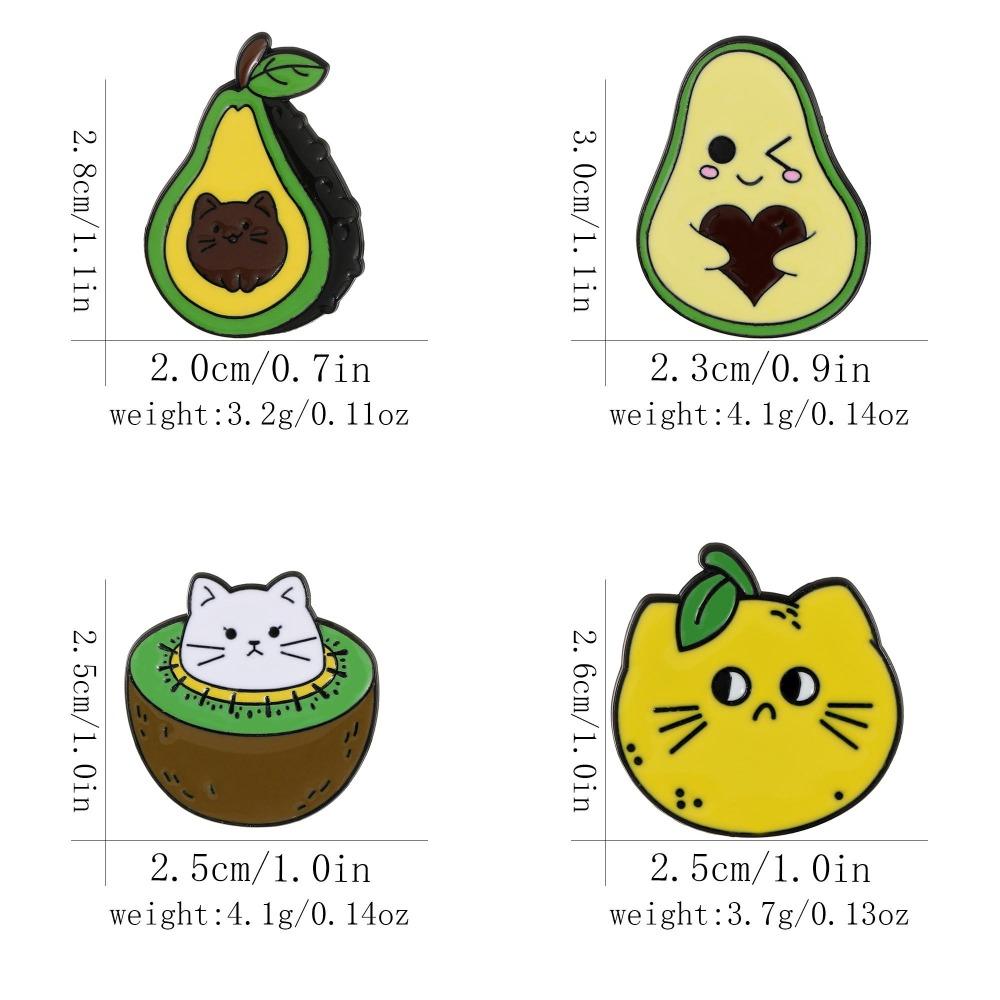 Creative Fruit Cats Collection Brooches Pretty Cute Kiwifruit Pear Avocado Lemon Design Kitten Pins For Pet Lovers Jewelry Gift