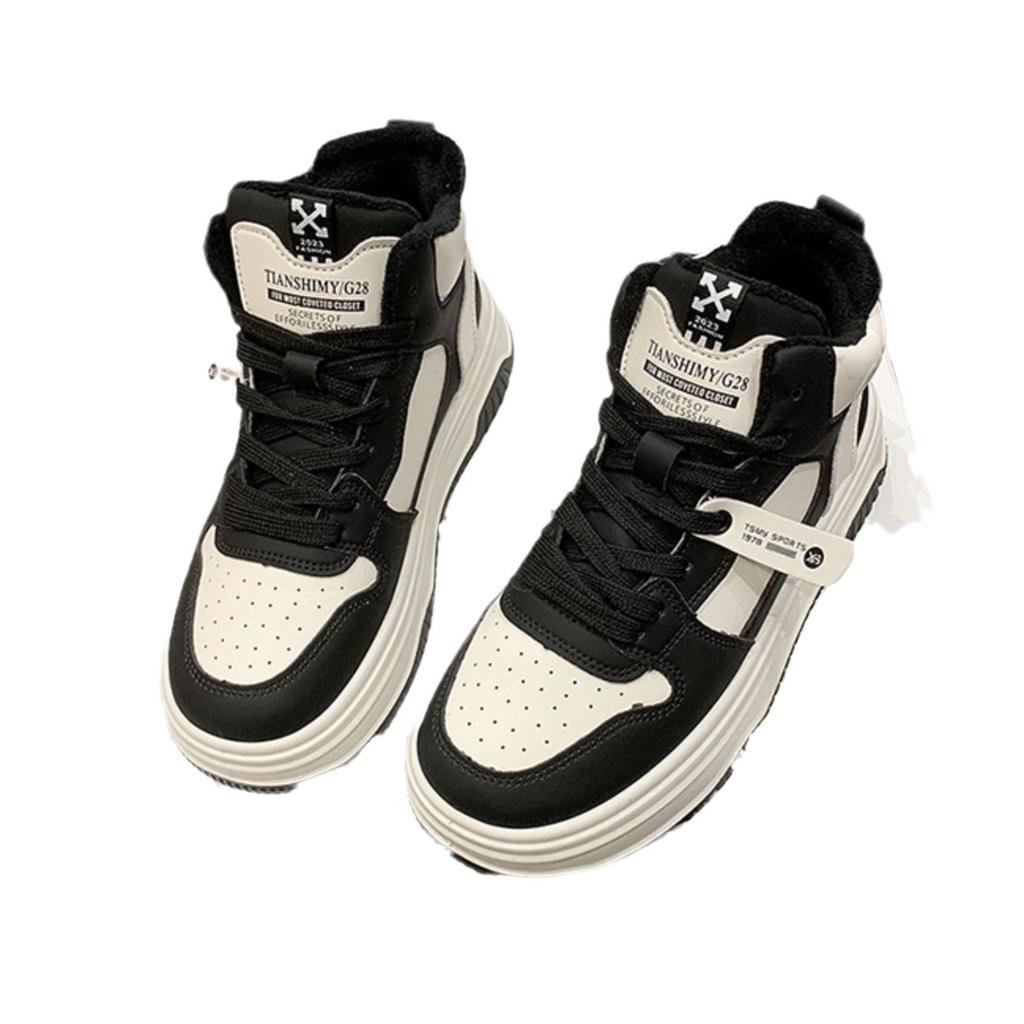 High-top Shoes Women's Winter Velvet Warm Thick Baseplate Shoes New Campus Style Casual Sports Shoes