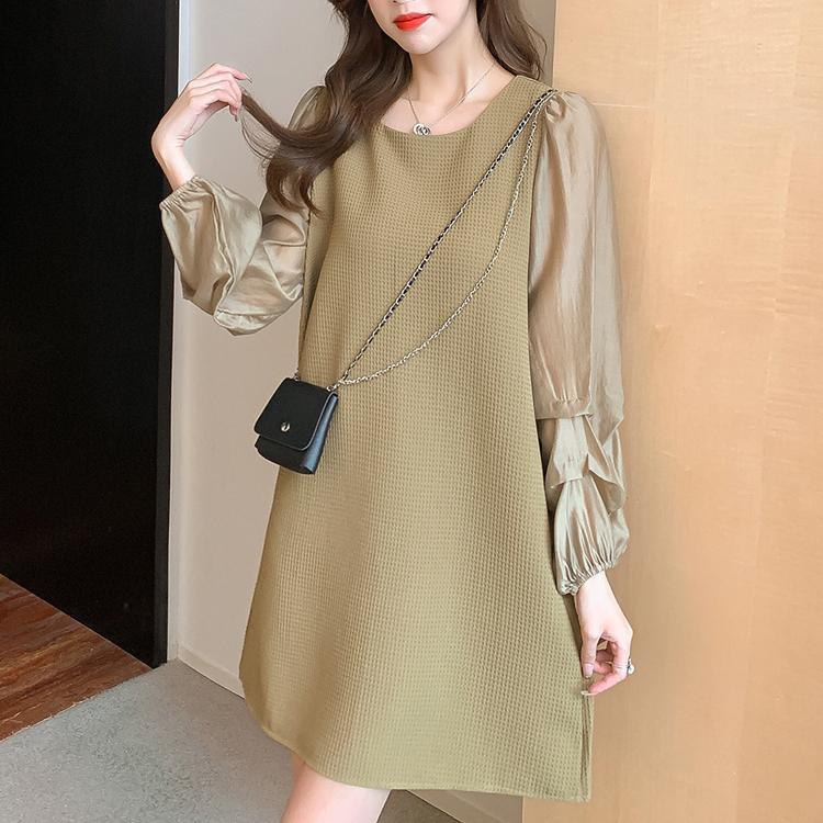 

Женское весеннее платье с длинным рукавом, осенние винтажные трикотажные платья цвета хаки