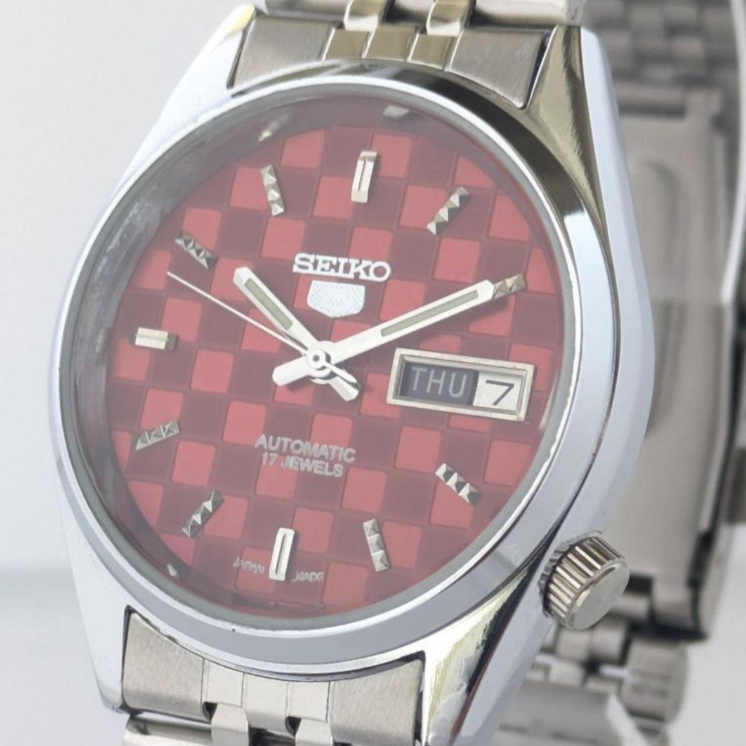 [Overhauled / Working Item] Seiko 5 Automatic 80s Vintage  Rare Red Dial Men s Red Day Date Men s Watch SEIKO