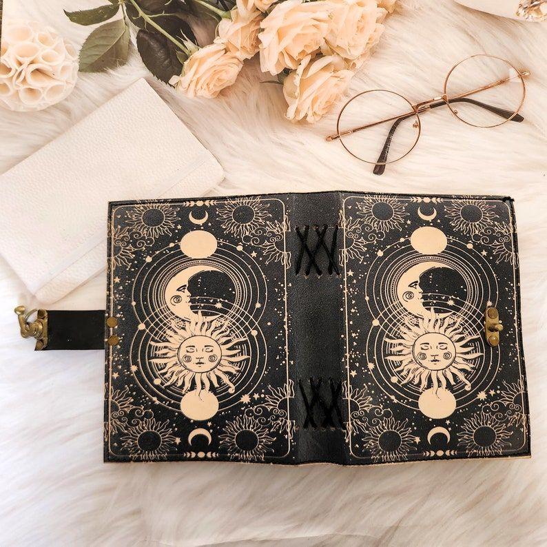 Sun & Moon Leather Journal, Sketchbook, Leather Dairy, Notebook, Wedding gift, Dream Journal, Wedding guest book, Personalized Gift.