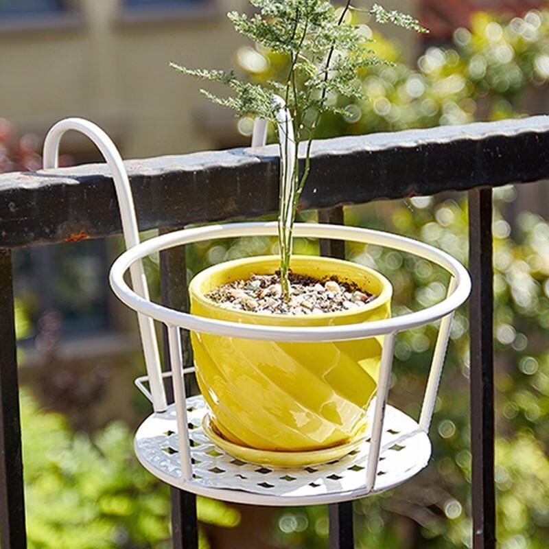 

Thickened Wrought Iron Widened Hanging Balcony Flower Pot Rack