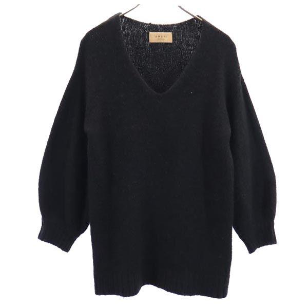 AMERI UNDRESSED Long Sleeve V Neck Knit F Black Sweater Women Used