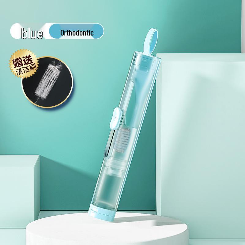 Portable All-in-One Travel Toothbrush & Toothpaste Set with Soft Bristles and Folding Design for Orthodontic Appliances