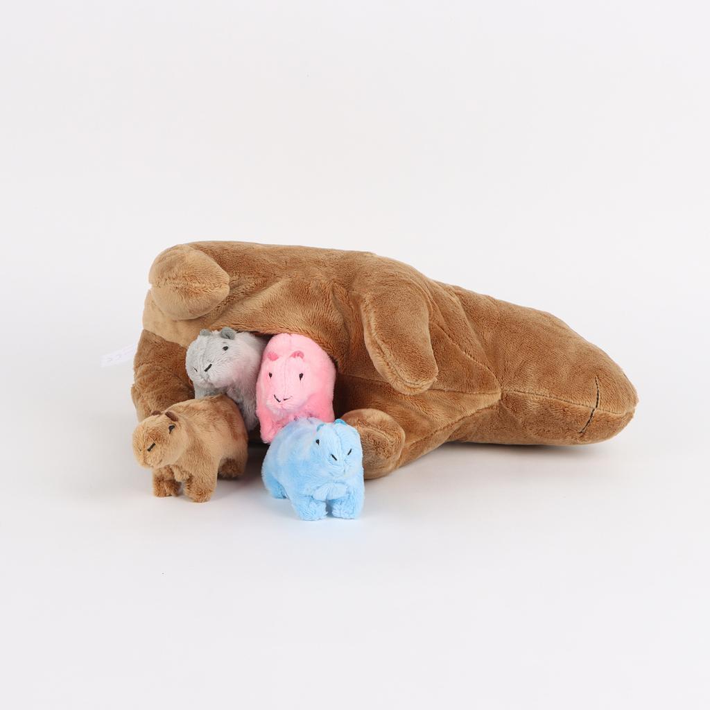 Kawaii Simulation Capybara Plush Toys Mother-Child Water Guinea Pig Five-Piece Soft Animal Doll For Boys And Girls Birthday Gift