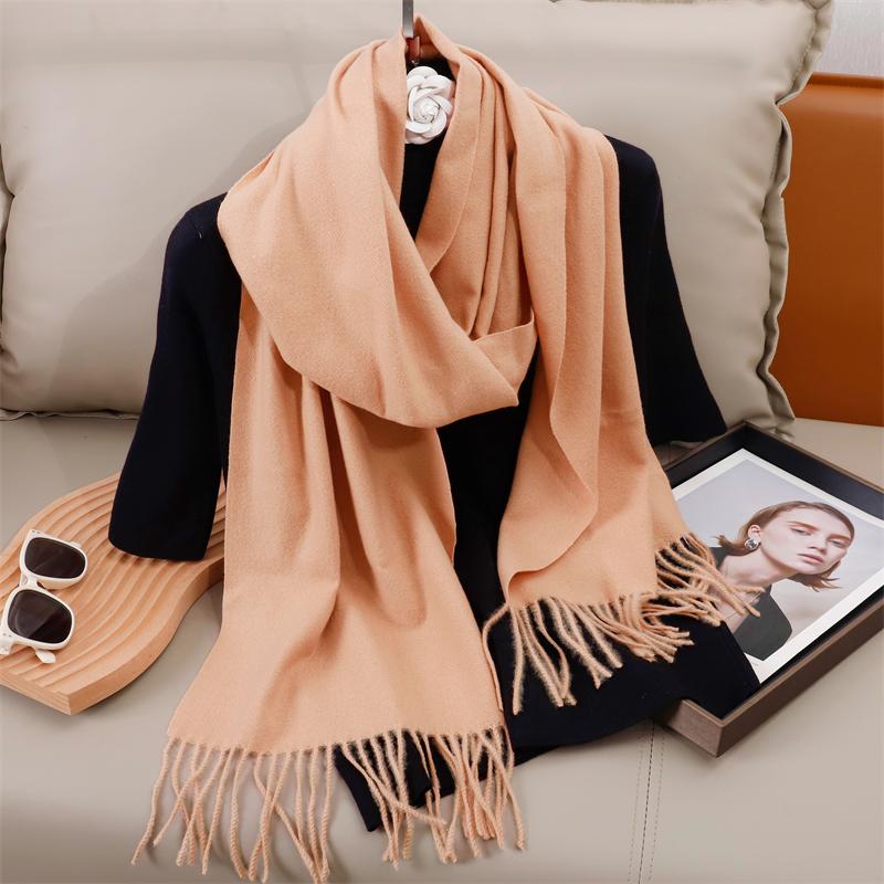 New Winer Warm Cashmere Scarf for Women Fashion Solid Thick Blanket Pashmina Shawl Wrap Female Bufanda Echarpe Foulard
